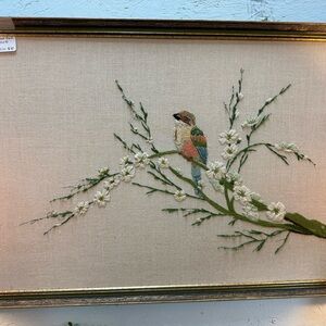 Embroidered Bird Wall Art
